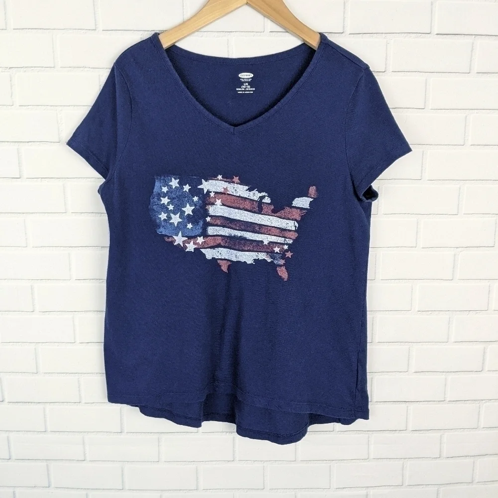 Old Navy Navy Blue V-neck T-shirt‎ Tee Top Large